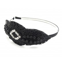 Serre-tête perles et strass noir