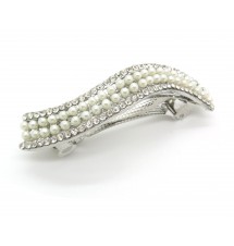 Pince vague perles blanches et strass dos Pince vague perles blanches et strass dos