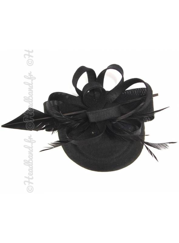 Chapeau chic grande plume noire