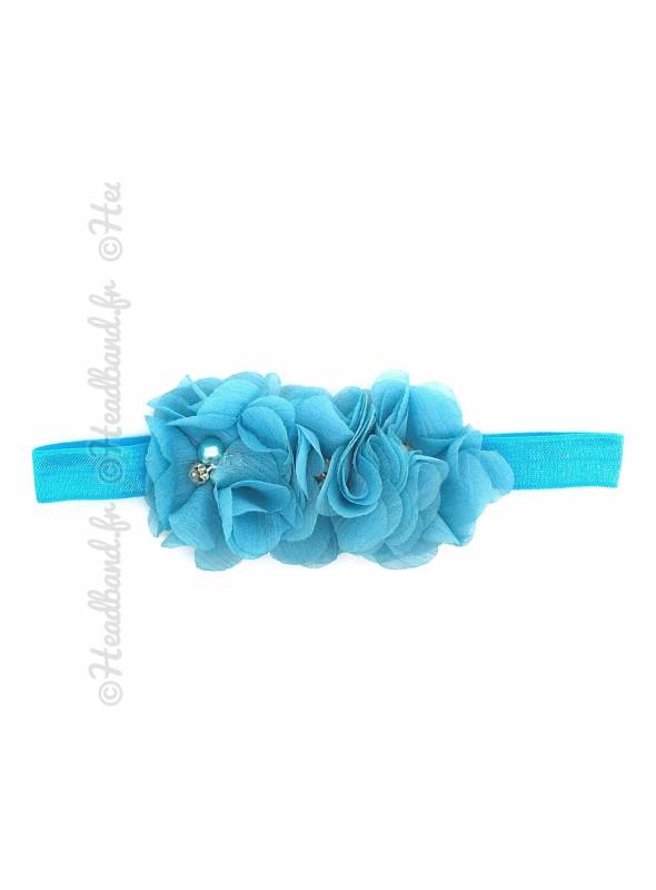 Bandeau triple fleur bleu