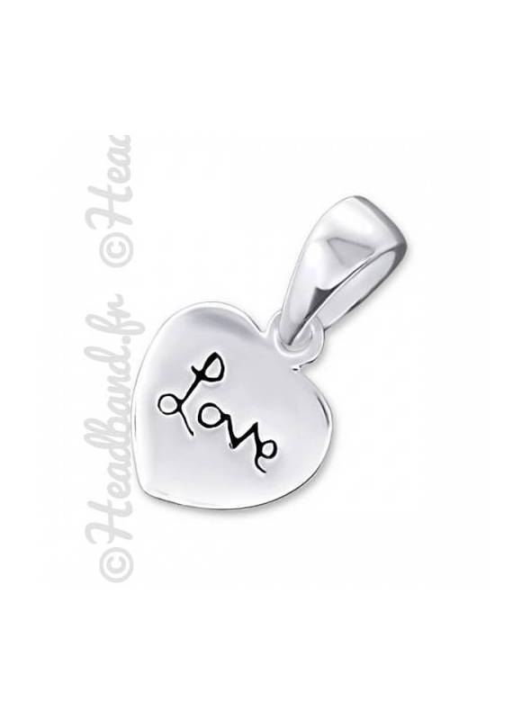 Pendentif coeur inscription love argent 925