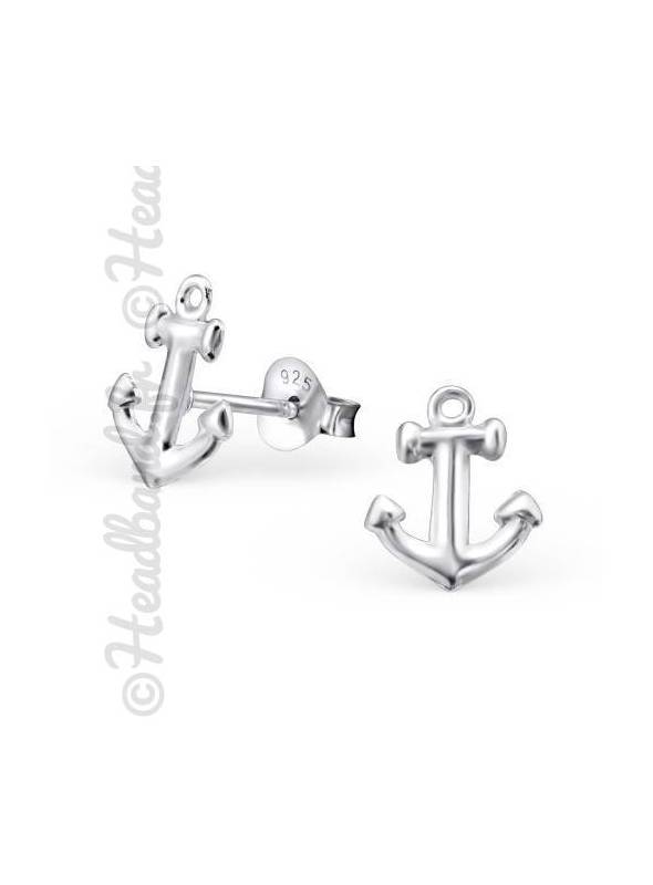 Boucles d'oreilles motif ancre marine argent 925