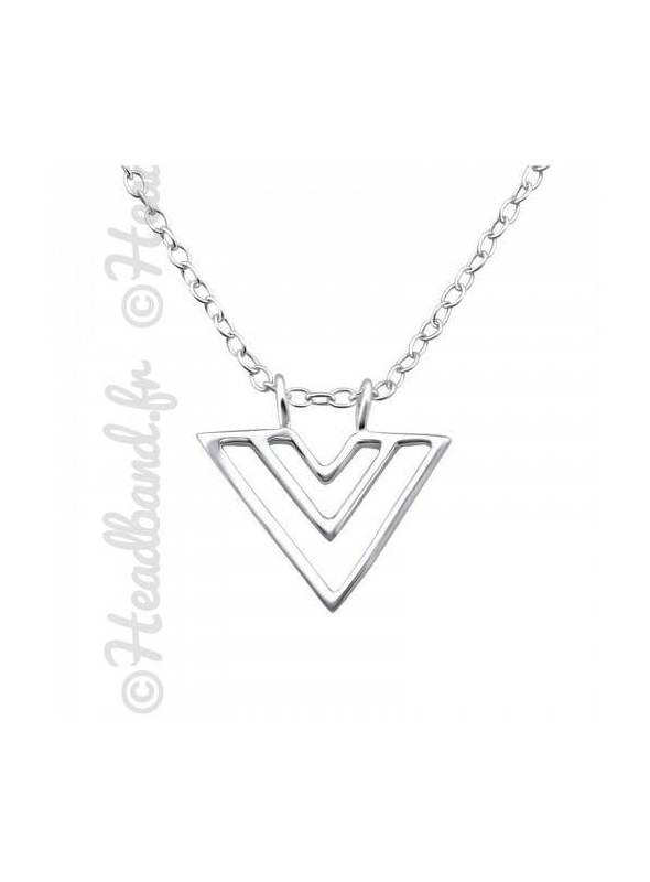 Collier pendentif triangle double argent 925