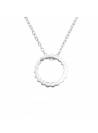Collier pendentif cercle dentelé argent