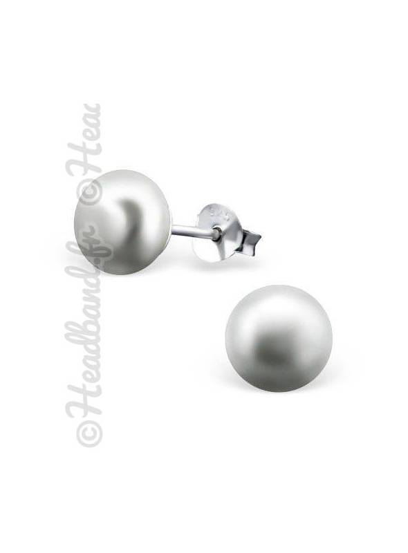 Boucles d'oreilles perles d'eau douce grise argent 925