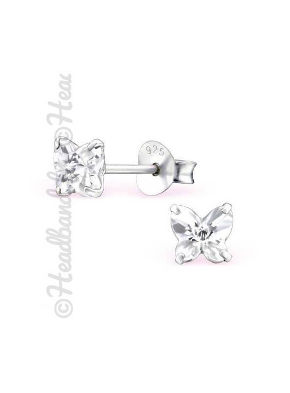 Boucles d'oreilles stud papillon Swarovski® blanc