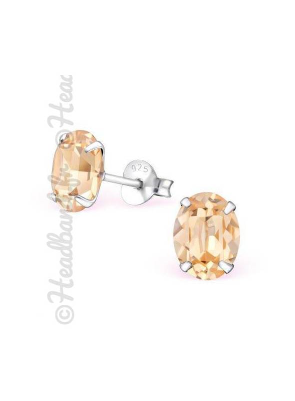 Boucles d'oreilles cristal ovale Swarovski® light peach