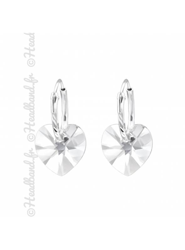 Créoles cristal coeur Swarovski® moonlight