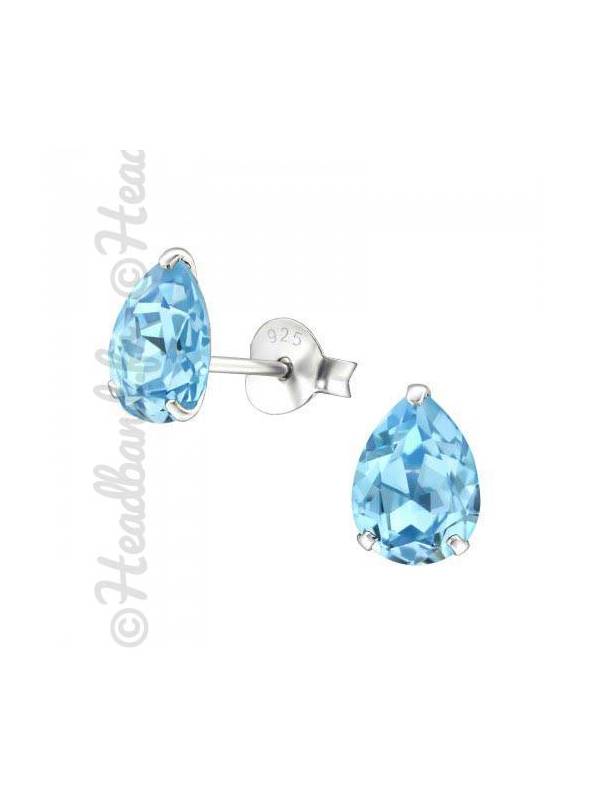 Boucles stud ovale Swarovski® cristal aquamarine