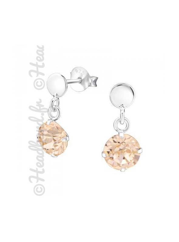 Boucles pendantes Swarovski® stud cristal light peach