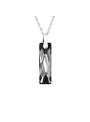 Collier argent cristal rectangle Swarovski® silver night