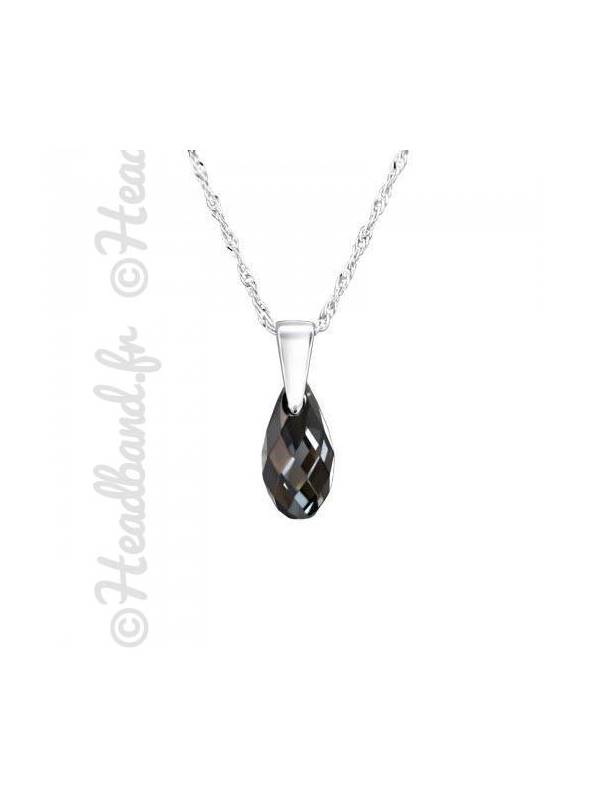 Collier argent cristal goutte Swarovski® silver night