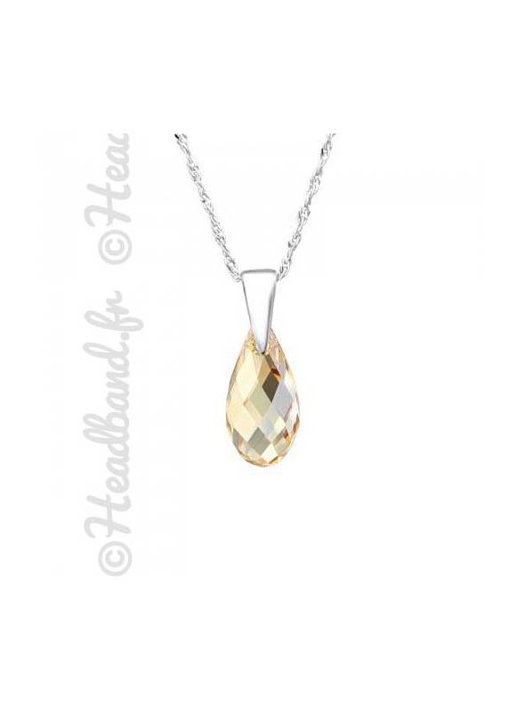 Collier cristal goutte 1,3 cm Swarovski® golden shadow