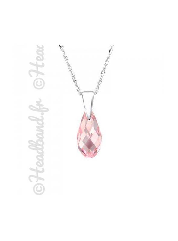 Collier cristal goutte 1,3 cm Swarovski® rose clair