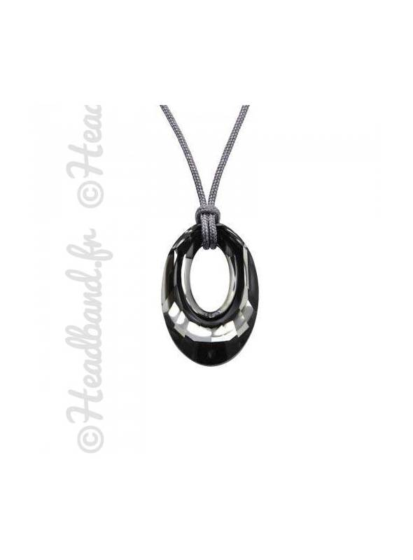 Collier cordon cristal rond Swarovski® silver night