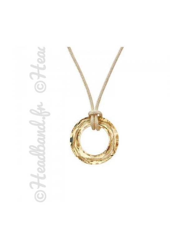 Collier cordon cristal rond Swarovski® golden shadow