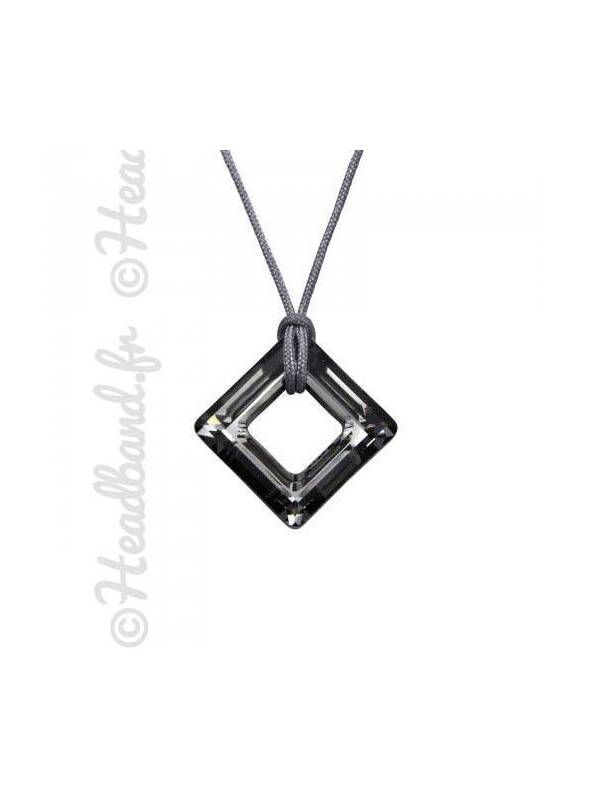 Collier cordon cristal carré Swarovski® silver night