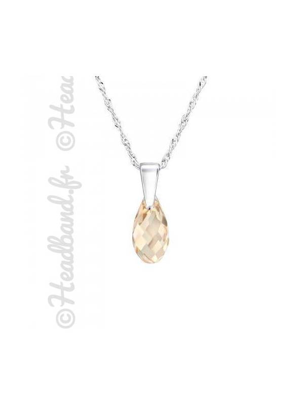 Collier argent cristal goutte 1,1 cm Swarovski® light silk