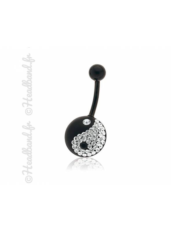 Piercing nombril motif yin-yang Swarovski®