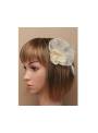 Pince cérémonie fleur sinamay voilette beige