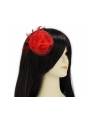 Coiffe barrette en tulle rouge