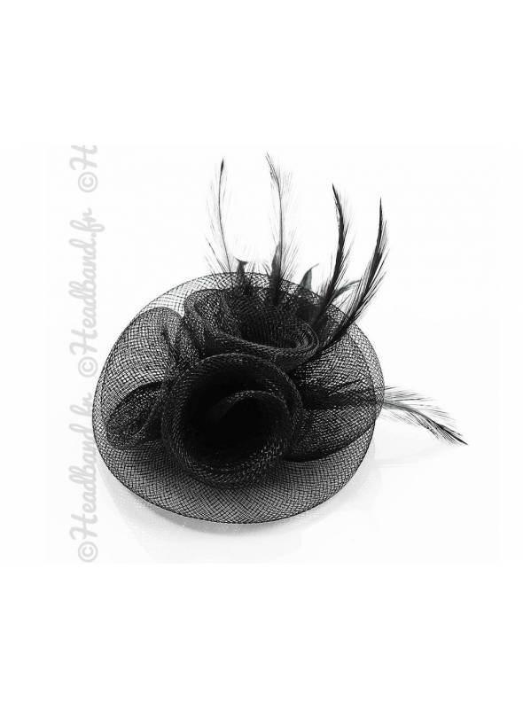 Coiffe barrette en tulle noir