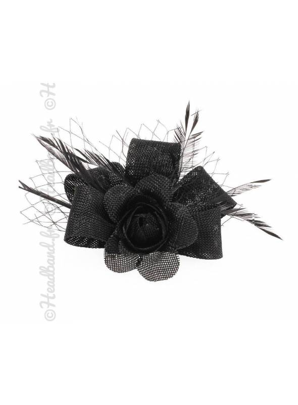 Petit bibi sisal noir fleur avec voilette