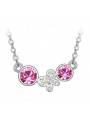 Collier butterfly double strass rose