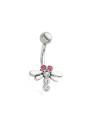 Piercing nombril libellule strass rose