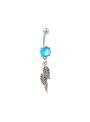 Piercing nombril feuilles pampilles bleu