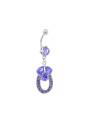 Piercing nombril cristaux épi pendentif mauve