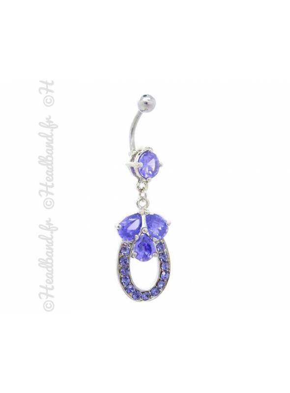 Piercing nombril cristaux épi pendentif mauve