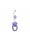 Piercing nombril cristaux épi pendentif mauve