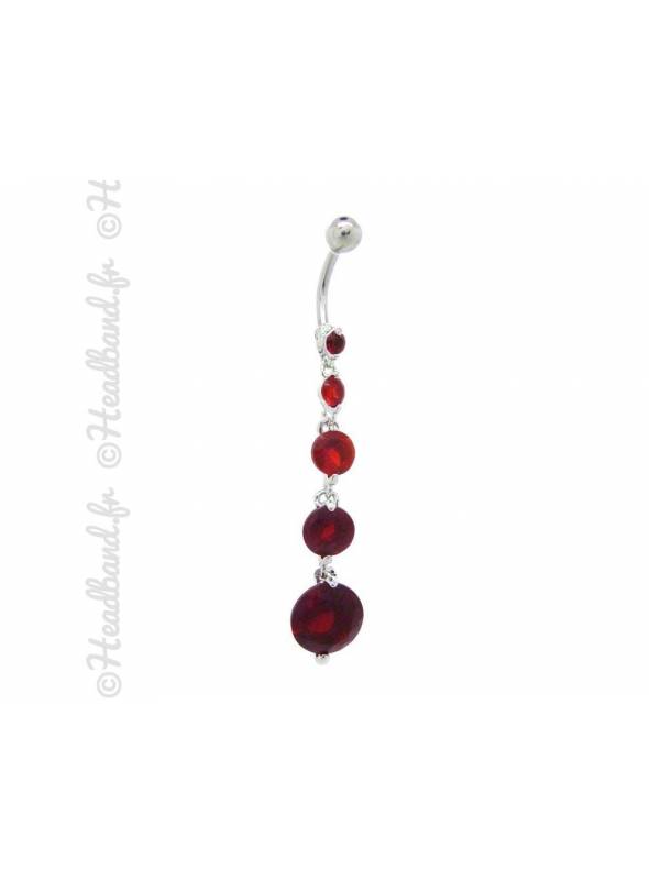 Piercing nombril pendentif stud rond rouge