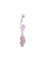 Piercing nombril cristal rose tong