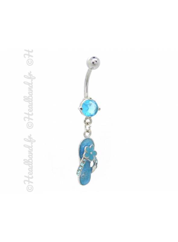 Piercing nombril cristal bleu tong