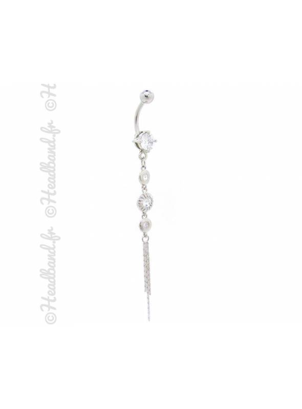 Piercing nombril chaînette stud blanc