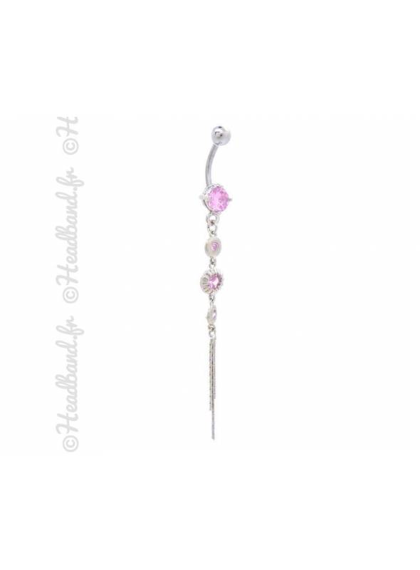 Piercing nombril chaînette stud rose