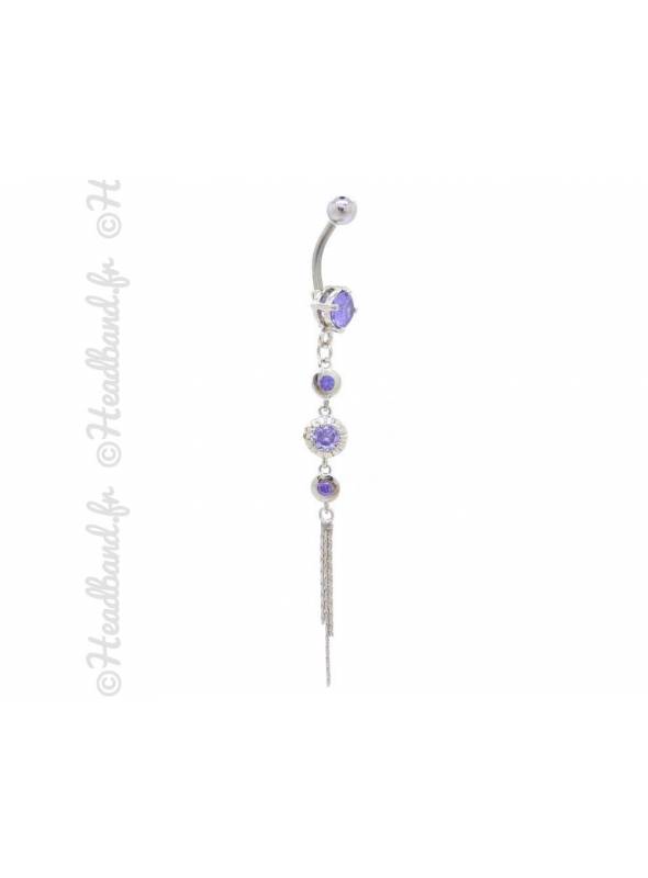 Piercing nombril chaînette stud mauve