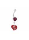 Piercing nombril cœur émaillé rouge