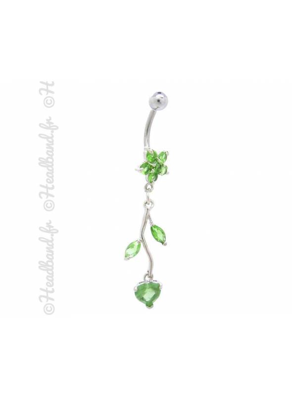 Piercing nombril branchage articulé vert