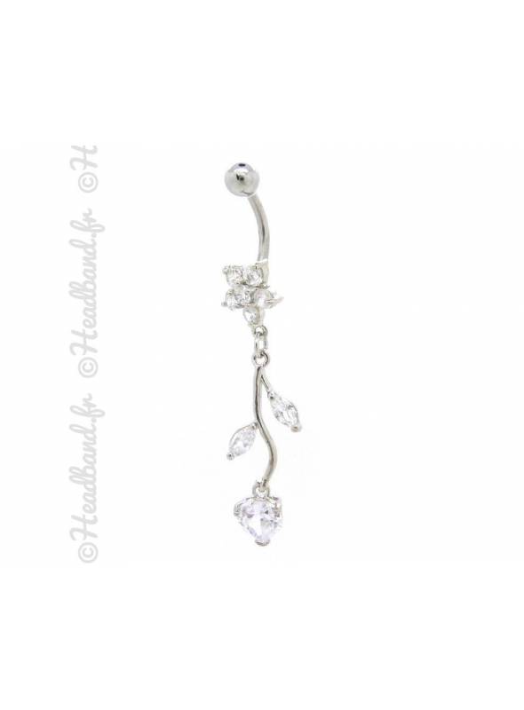 Piercing nombril branchage articulé blanc