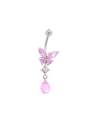 Piercing nombril butterfly strass rose