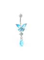 Piercing nombril butterfly strass bleu