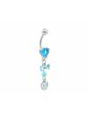 Piercing nombril breloque noeud bleu