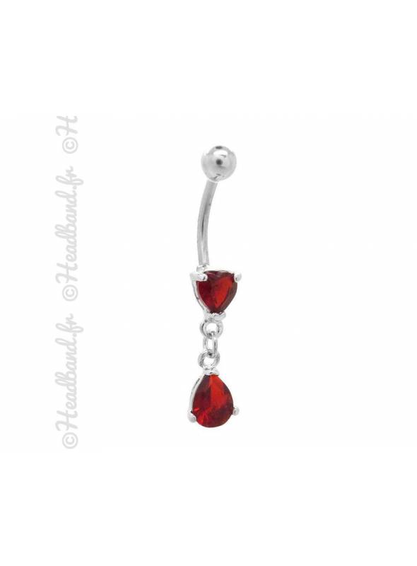 Piercing nombril bijou pendentif rouge