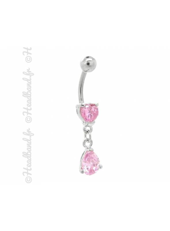 Piercing nombril bijou pendentif rose