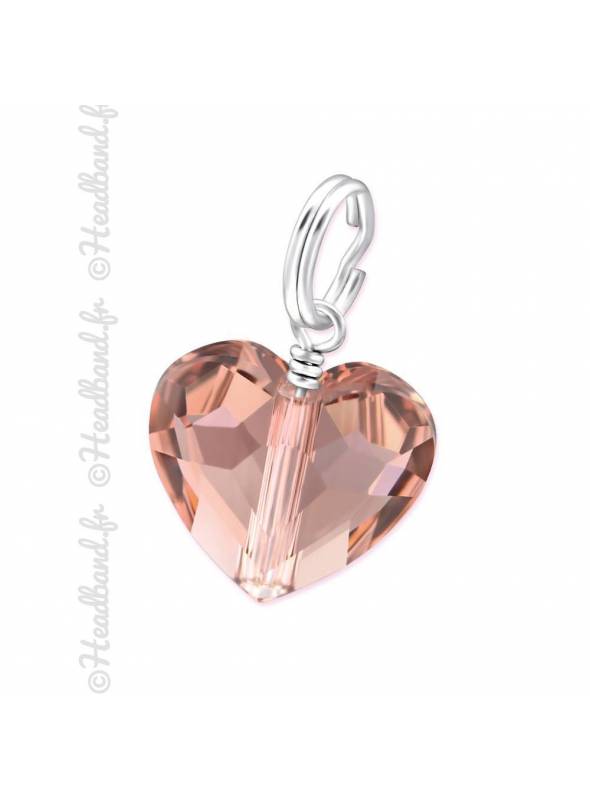 Charms Swarovski cristal coeur blush