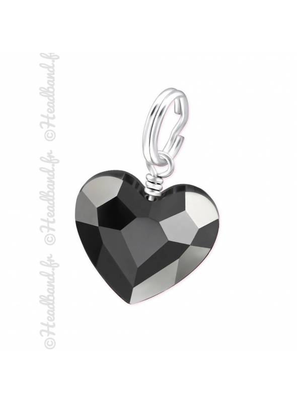 Charms Swarovski cristal coeur silver night