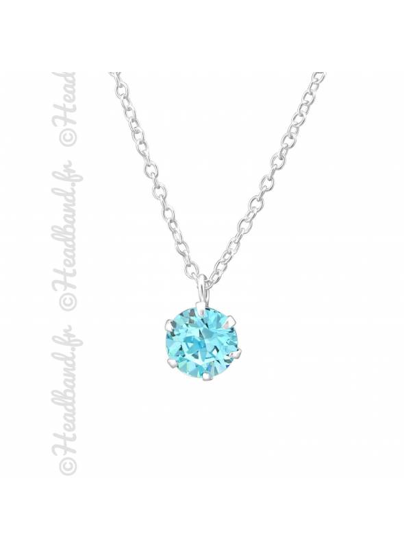 Chaîne avec pendentif stud 6 mm Swarovski turquoise